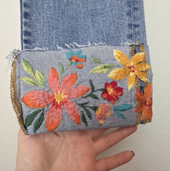 DRIFTWOOD Colette Floral Cropped Jean Mid Rise Boho Size 27 - Picture 8 of 15